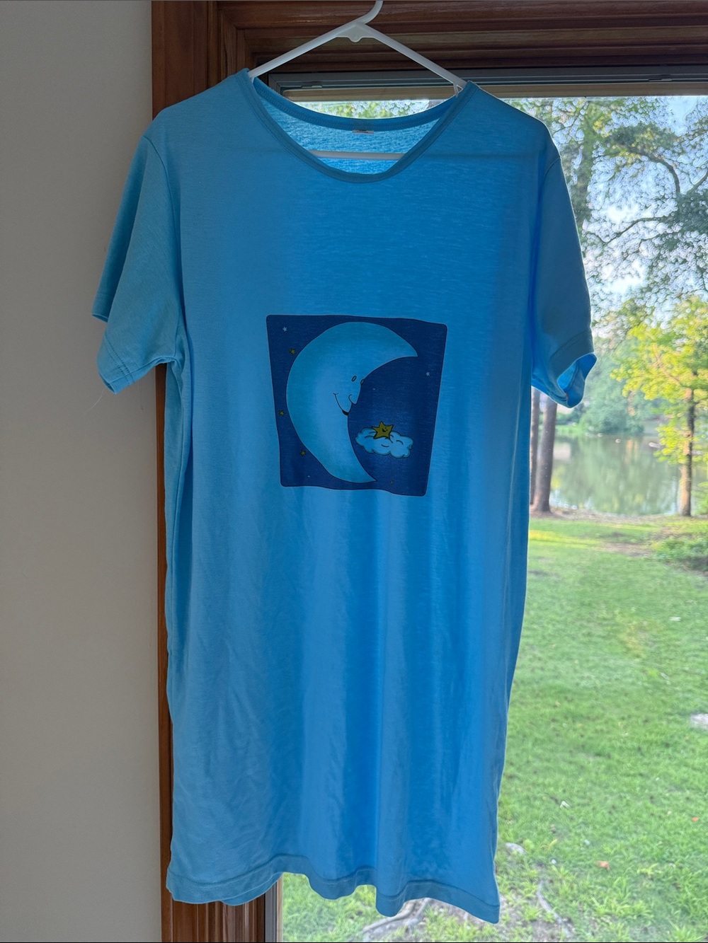 Comfy Light Blue Moon Graphic Nightshirt